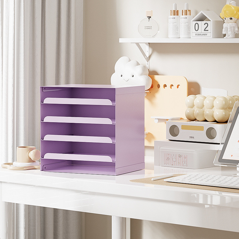 现代简约信盘文件托盘桌面收纳柜铁艺化妆品收纳盒抽拉式收纳架