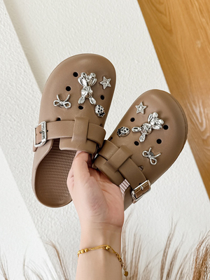 GGGLU阳光路夏季博肯洞洞鞋女生EVA外穿包头半拖网红时尚拖鞋