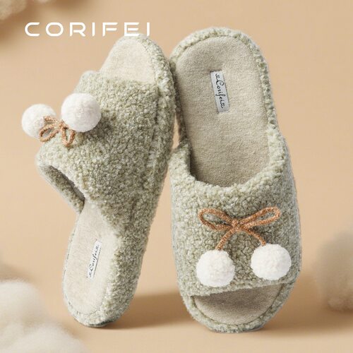 CORIFEI家丽芙秋冬四季棉女家居厚底毛绒绒可爱居家拖鞋DS-32939
