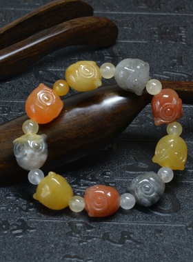 天然新疆手链原石彩玉