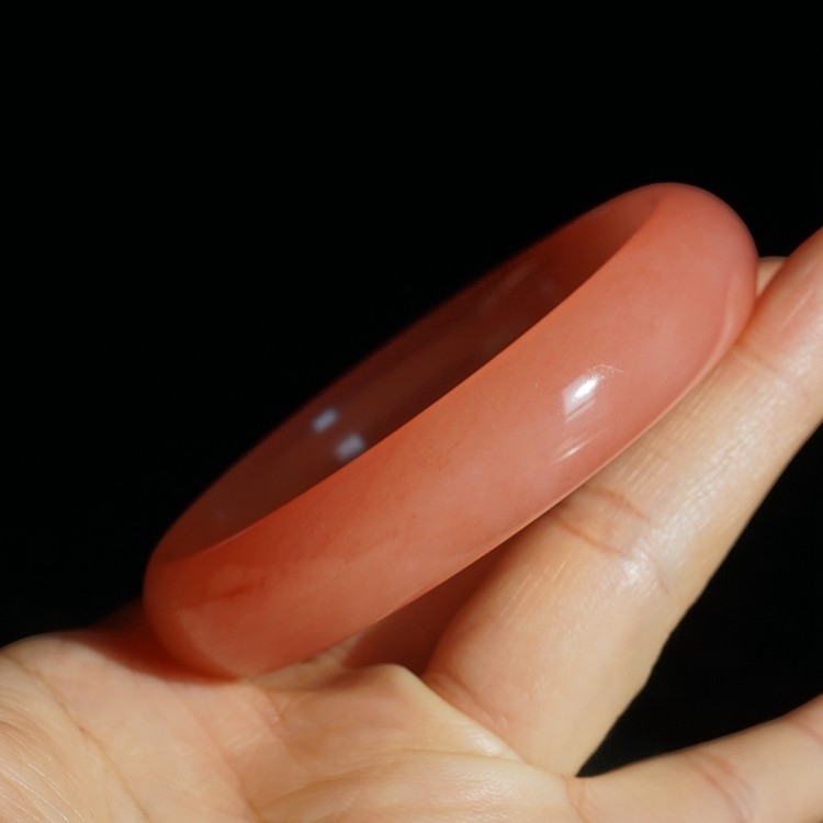 41#内径55圈新疆天然金丝玉手镯戈壁彩玉轮胎圈粉红色经典