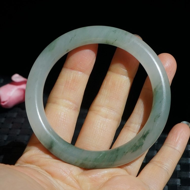 5圈14#新疆天然戈壁金丝玉手镯天山翠绿细条圆条时尚