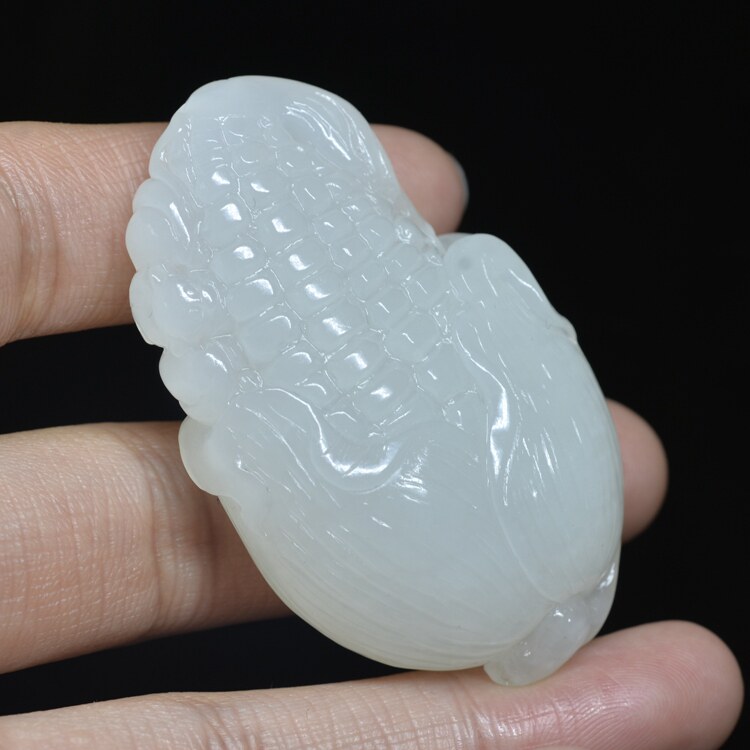 17#天然正品和田玉吊坠白玉玉米多子多福男女生吊坠项链