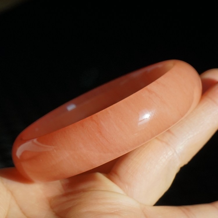 4#内径55圈新疆天然金丝玉手镯戈壁彩玉轮胎圈粉红色