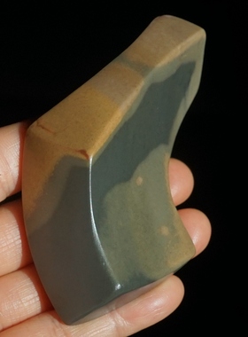 三色沙泥手把件 沙尔湖泥石 已抛光