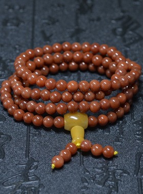 新疆天然戈壁玉红色多圈手钏