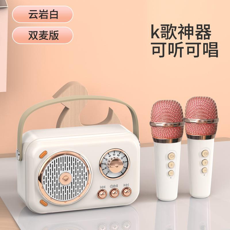 蓝牙音响迷你无线家用唱歌一体麦克风双话筒音箱家庭话筒套装