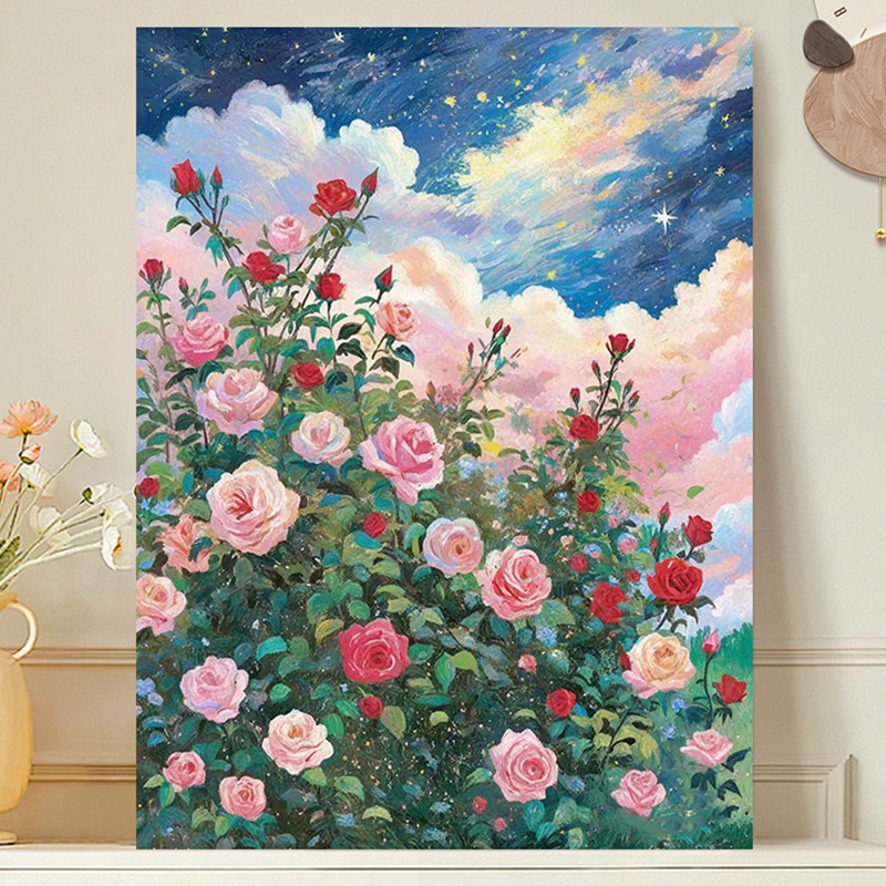 宫崎骏夏天风景数字油画diy手绘填色治愈高颜值ins客厅丙烯装饰画