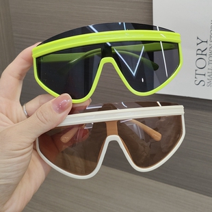 儿童太阳镜连体大框宝宝防晒墨镜时尚 潮男童女童户外骑行炫酷眼镜