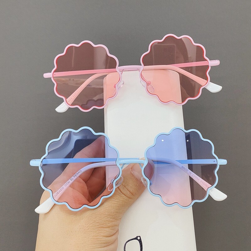 儿童墨镜女童可爱花边装饰眼镜时尚甜美气质感女孩防紫外线太阳镜