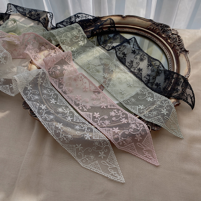 细窄高级韩版春秋复古蕾丝飘带巾