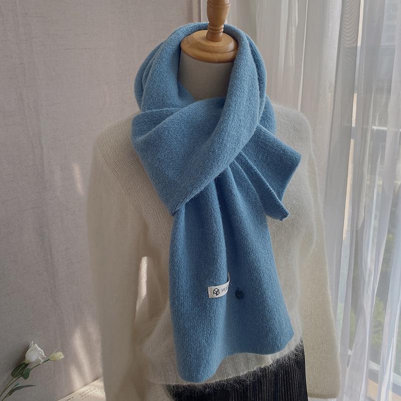 韩版纯色针织围巾保暖韩版秋冬