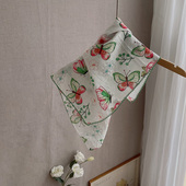 2026新款 淡雅碎花白色透气小方巾棉麻薄披肩春秋围巾旅游拍照 秋季