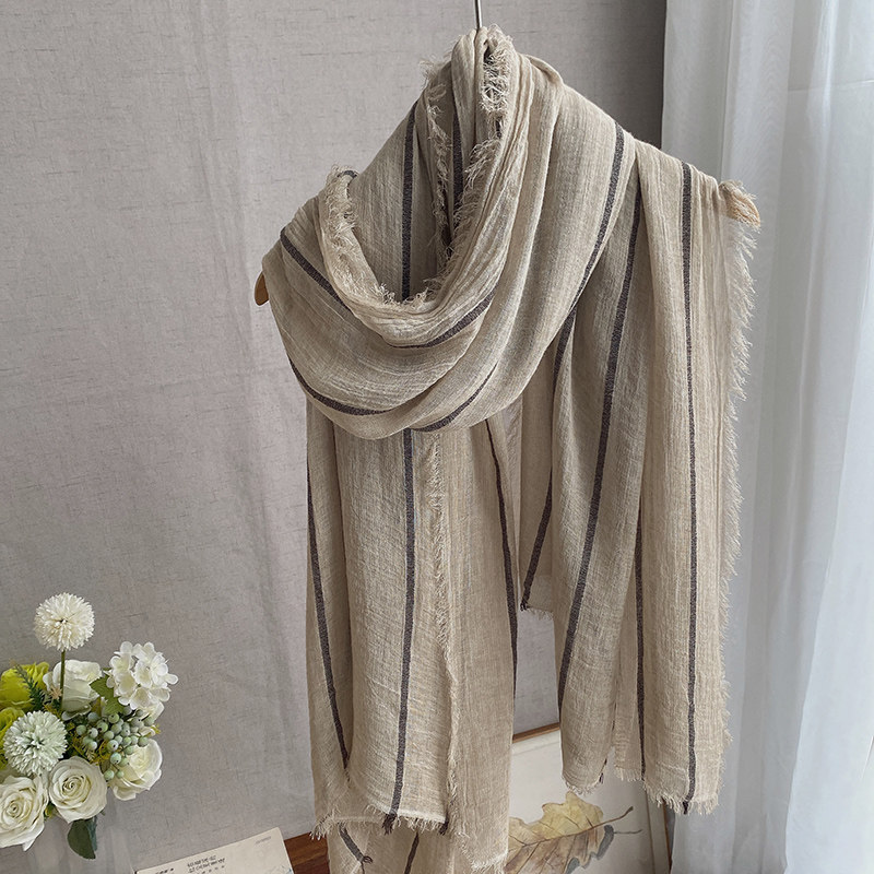 质朴气质复古氛围自然亲肤条纹秋季女长款棉麻围巾文艺高级感秋冬,服饰配件/皮带/帽子/围巾,围巾/丝巾/披肩,淘宝优惠券,粉丝福利购,淘宝优惠卷