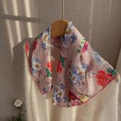 春季 印花棉麻小方巾50厘米女春秋护颈文艺小围巾中国风领巾秋冬