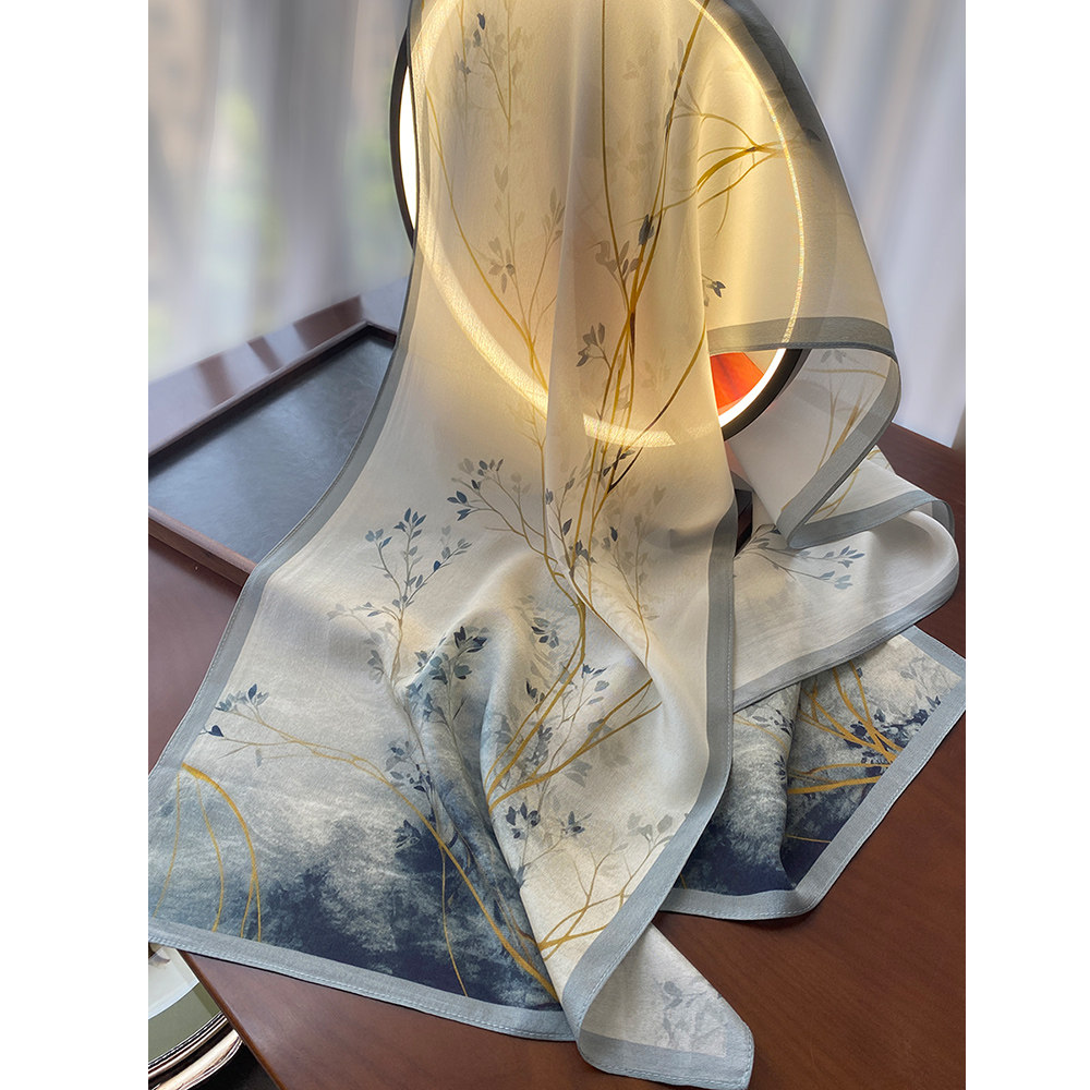 烟雨灰古意丝巾中国风素雅真丝围巾春秋薄款文艺女桑蚕丝纱巾窄版,服饰配件/皮带/帽子/围巾,围巾/丝巾/披肩,淘宝优惠券,粉丝福利购,淘宝优惠卷