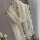 立体感植绒蝴蝶结肌理纹春秋柔软女丝巾长款 冬米白围巾 柔雾感秋季