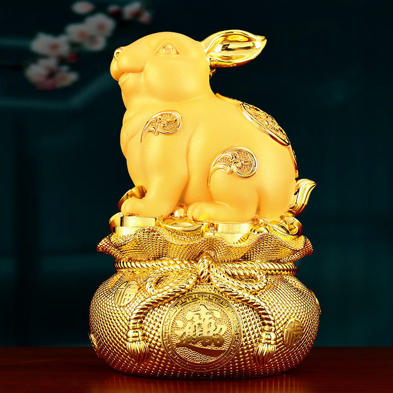 兔年摆件玉兔兔子存储钱罐客厅办公室桌面装饰摆件树脂工艺品,家居饰品,桌面摆件,淘宝优惠券,粉丝福利购,淘宝优惠卷