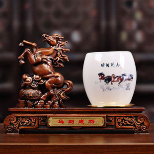 玉石笔筒生肖马书房客厅装 教师节礼品厂价直销一件代发 饰品毕业季