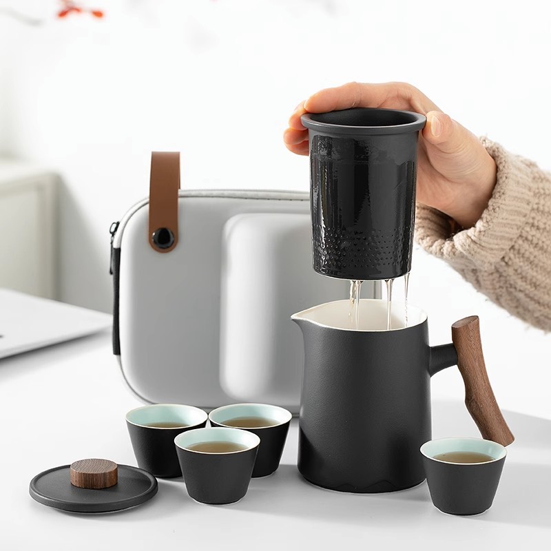 便携式旅行功夫茶具小套户外随身包泡茶壶简约快客杯一壶四杯单人