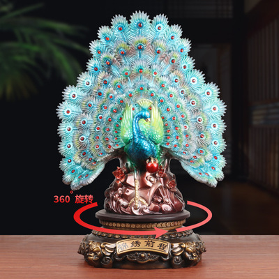 锦秀前程孔雀开屏摆件中式家居客厅玄关电视柜装饰品乔迁新居礼物