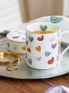 英国Halcyon Days &Tug Rice插画联名款Love You爱心马克杯