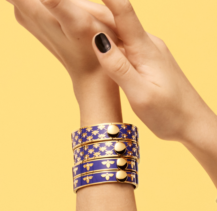 英国halcyon days绘时光蜜蜂图案铰链手镯欧式奢华高档饰品