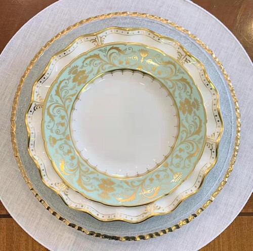 Royal Crown Derby德贝达利庄园欧式餐具平深盘米饭麦片碗蛋糕架