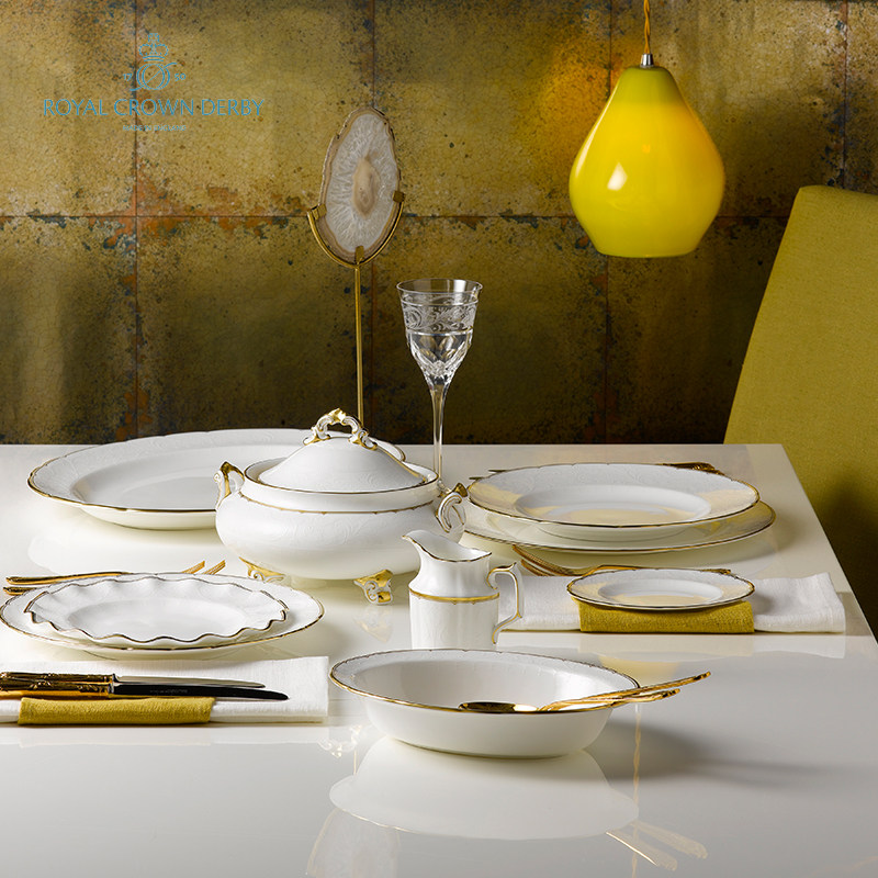 Royal Crown Derby德贝神韵纯粹骨瓷餐具餐盘点心架饭碗蔬菜碗