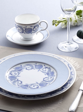 Noritake则武Sonnet In Blue蓝色诗篇蓝色马克杯碟17/21/27cm盘