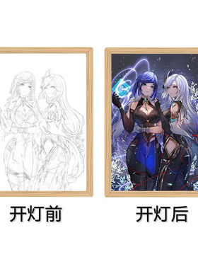 OQB芙宁娜原神灯光画新款游戏周边草神神里绫华枫原万叶创意桌摆