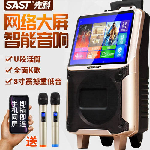 先科（SAST）广场舞音响带显示屏幕大屏无线话筒拉杆户外家用k歌