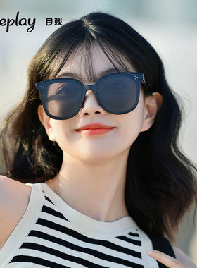 目戏太阳镜女防紫外线墨镜女复古方框潮流开车驾驶镜太阳镜3040KY