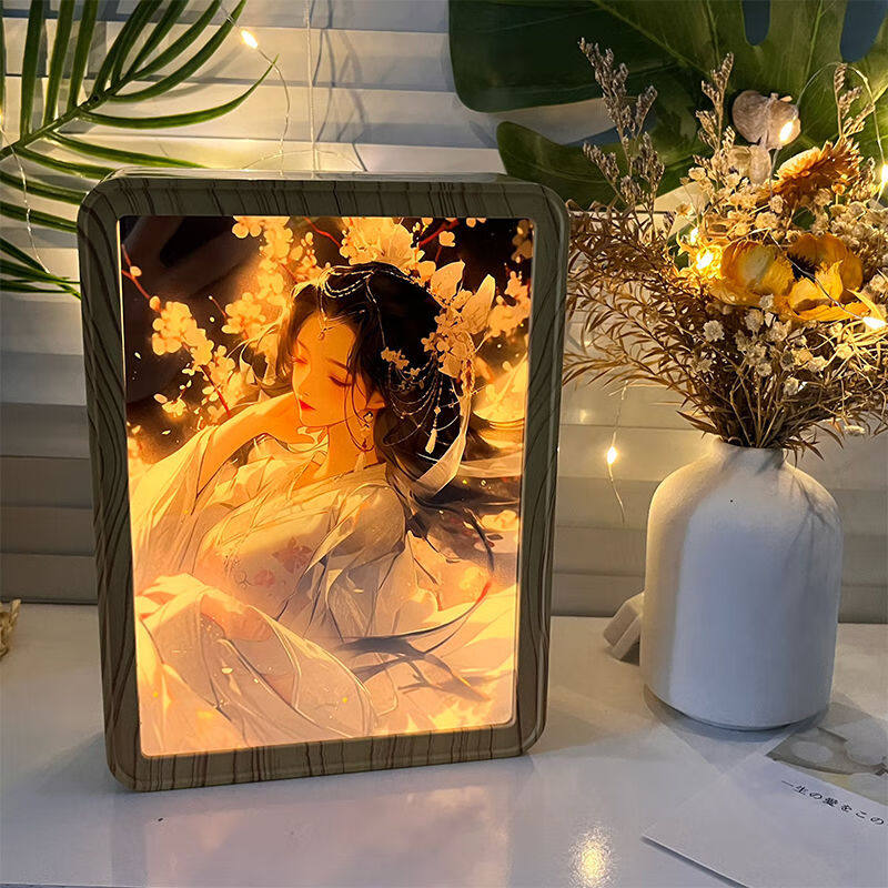 流彗镜子灯光画可定制图片生日礼物女生送女友闺蜜同学创意装饰画