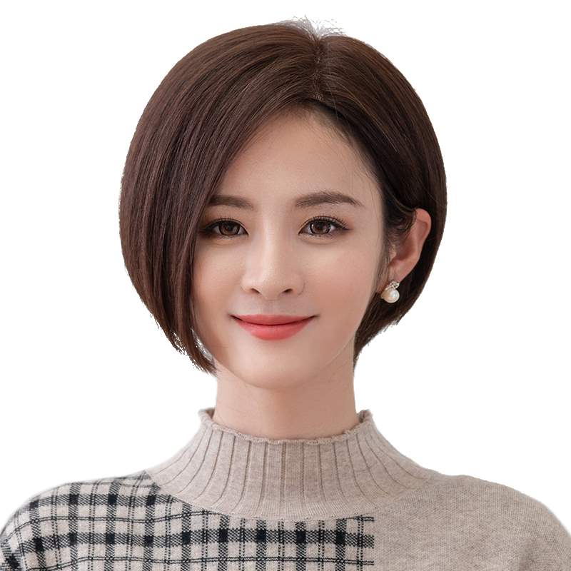 黛美丝假发女短发波波头中分圆脸网红修脸女短直发真