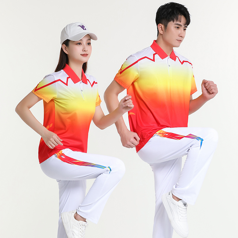 广场舞夏季短袖健步走团体演出服广播体操大合唱运动服团购套装女