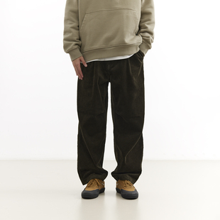 吃茶去chichaqu25重磅粗坑灯芯绒锥形单褶长裤 宽松复古百搭