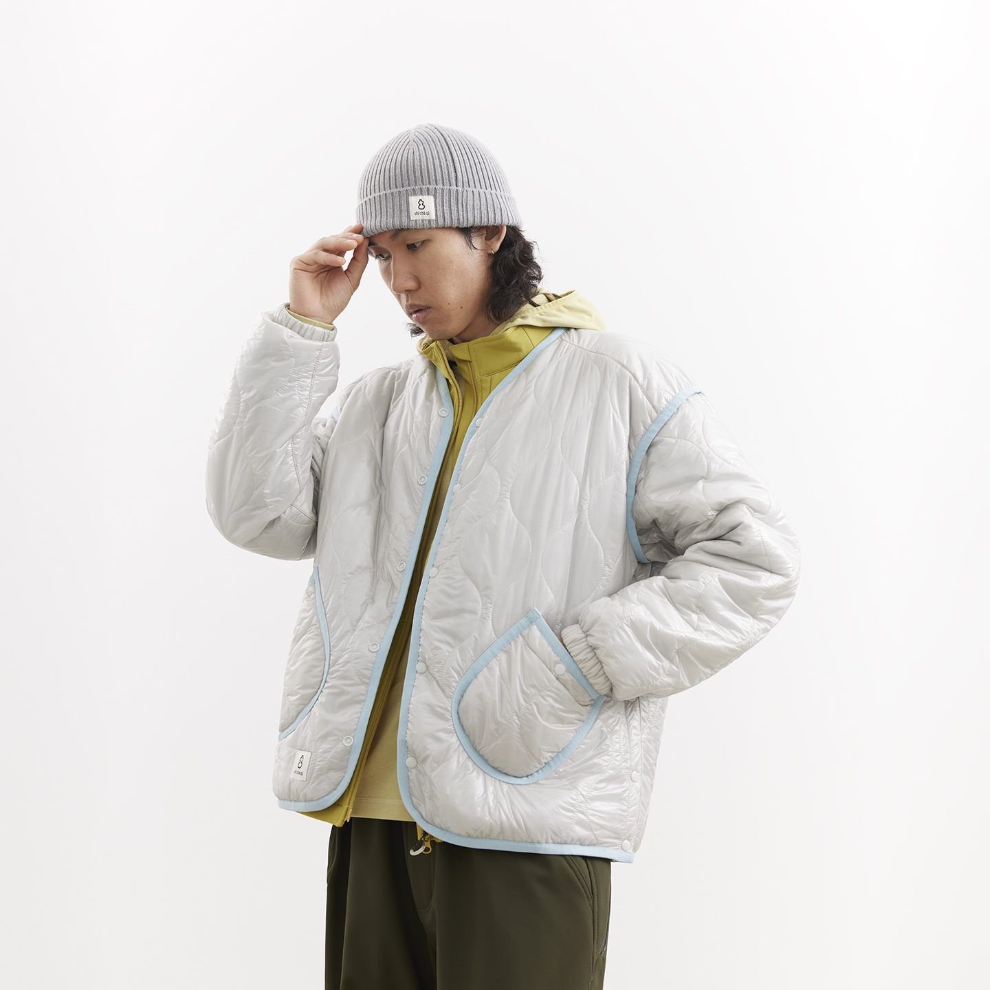 吃茶去chichaqu25秋冬新雪丽3M轻型保暖无领内胆棉服双面穿绗缝