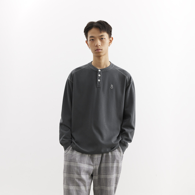 吃茶去chichaqu25经典轻量保暖亨利领长袖T恤户外休闲男女