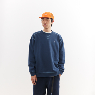 吃茶去chichaqu26春夏经典 宽松休闲撞色明线刺绣圆领卫衣山系百搭