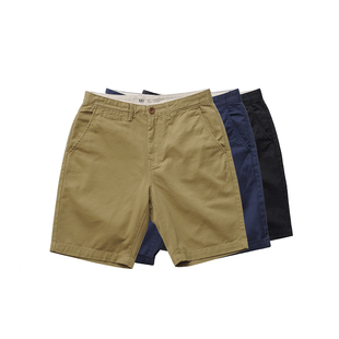 吃茶去经典款卡其短裤CHINO-KHAKI SHORTS.微旧水洗 纯棉纯色百搭