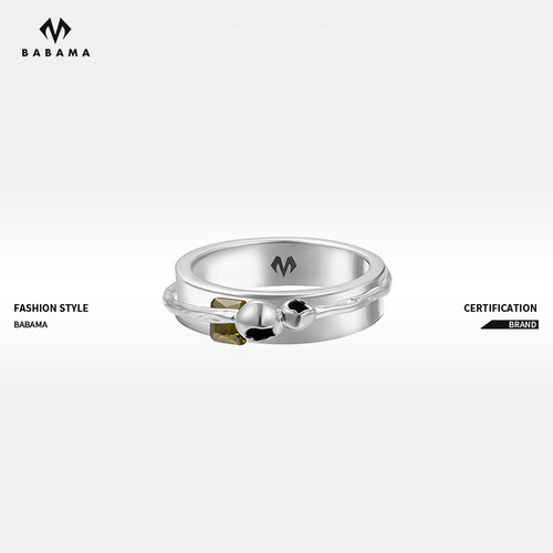 babama旷野异镜系列锆石戒指女小众设计男士情侣个性食指戒指环潮