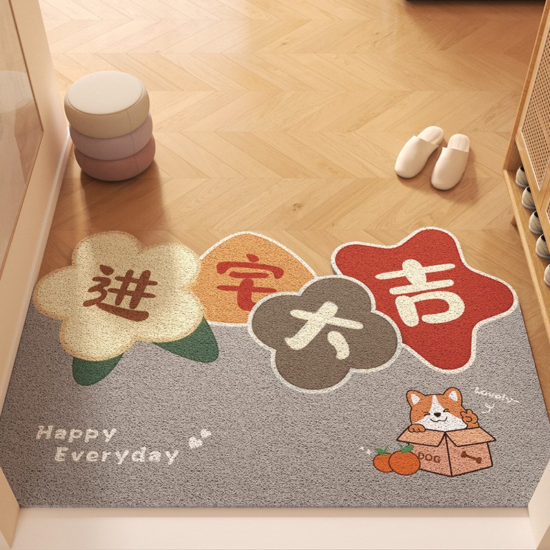 地垫入户门垫2024新款进门家用丝圈脚垫门外大门口可裁剪耐脏地毯
