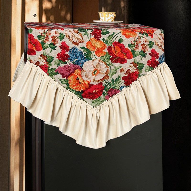 高端布艺冰箱盖巾单双开门冰箱防尘罩美式复古多用装饰轻奢盖布巾,居家布艺,万能盖巾,淘宝优惠券,粉丝福利购,淘宝优惠卷