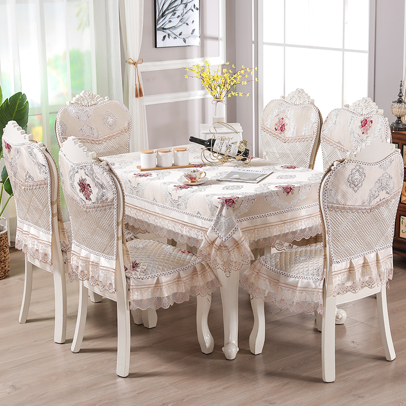 餐桌凳子套罩欧式椅子套餐椅垫通用长方形餐桌布椅套椅垫套装家用