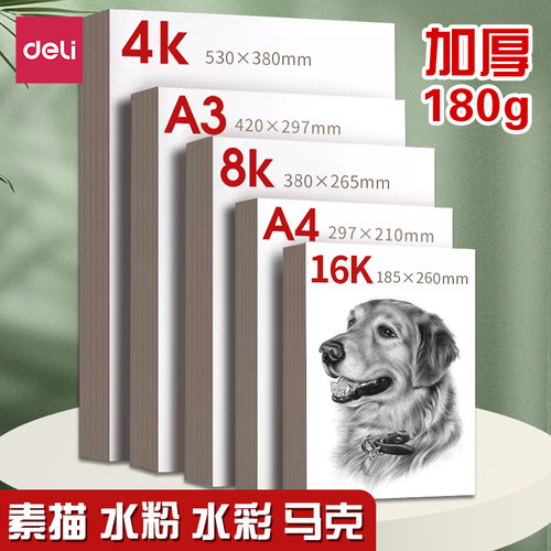 得力加厚8k素描纸美术生
