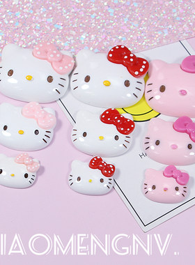 diy仿真奶油胶手机壳树脂配件平底公仔玩偶Kitty头饰发夹饰品材料