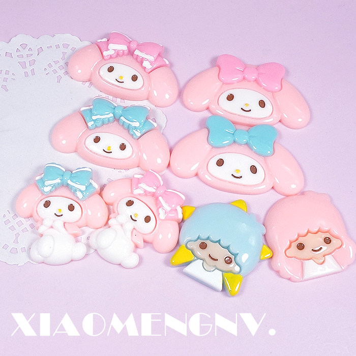 diy手工装饰材料可爱卡通蝴蝶结美乐蒂平底公仔奶油壳树脂配件