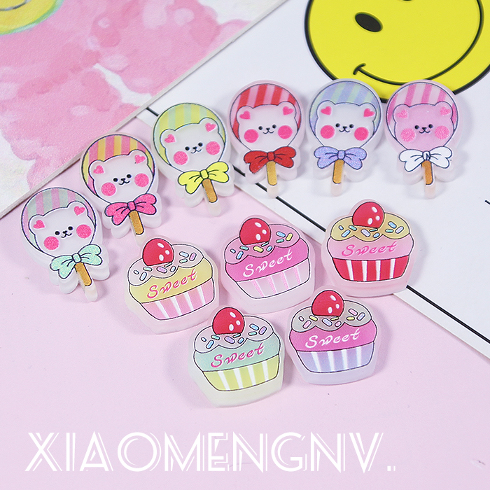 仿真奶油胶手机壳装饰可爱小熊棒棒糖草莓蛋糕杯树脂配件饰品材料