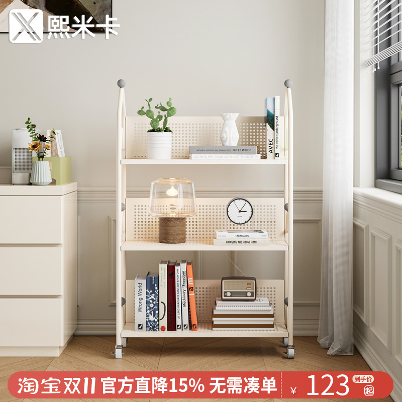 移动儿童书架落地置物架收纳储物铁艺可旋转幼儿园阅读区绘本书柜